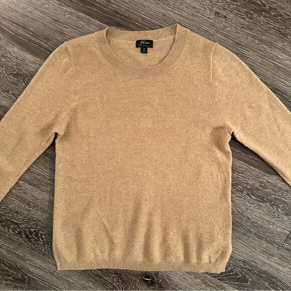 J Crew Tan Cashmere Crewneck Sweater - Picture 2 of 7